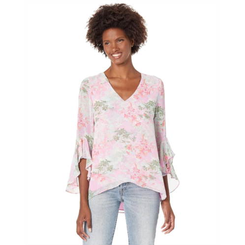 Vince Camuto Flutter Sleeve V-Neck Glowing Garden Tunic