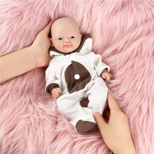 Vollence Reborn Baby Doll 18 inch Silicone Doll Realistic Newborn Baby Dolls Not Vinyl Dolls Silicone Full Body Stress Relief Hand Made (1 Doll+Doll Clothes+Bathrobe) - Girl