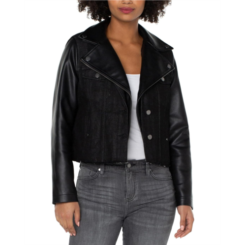 Womens Liverpool Los Angeles Denim Hybrid Moto Jacket