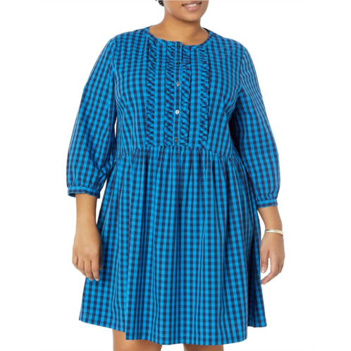 Womens Draper James Plus Size Ruffle Placket Shift in Blue Gingham