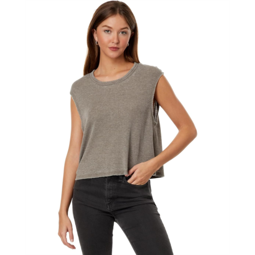 Womens bobi Los Angeles Short Sleeve Boatneck Tee with Raw Edges