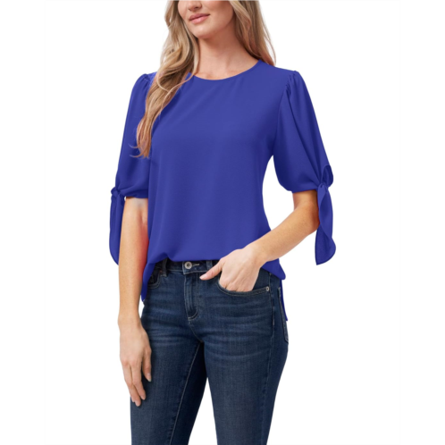 CeCe Short Sleeve Puff Sleeve Blouse w/ Ties