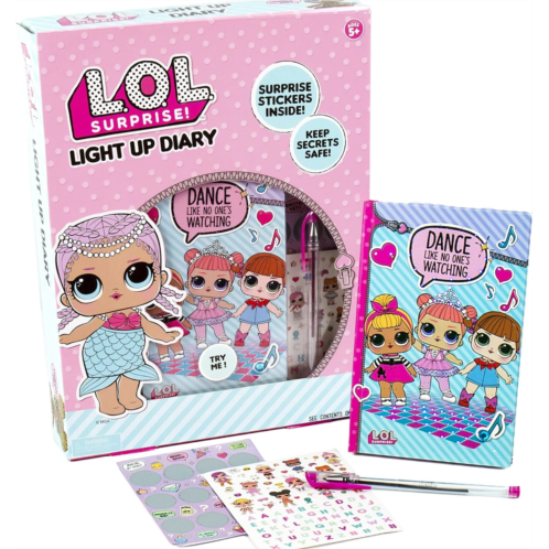 L.O.L. Surprise! Light Up Diary By Horizon Group Usa, Decorate & Customize Your Own Fun Diary, Sticker Sheet & Pen Included, Multicolored