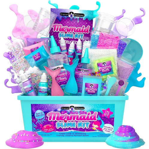 Original Stationery Mermaid Slime, 35 Pieces to Make DIY Glow in The Dark Slime with Glitter, Gifts for Girls 9-12 and Christmas Gifts for Girls 8-12