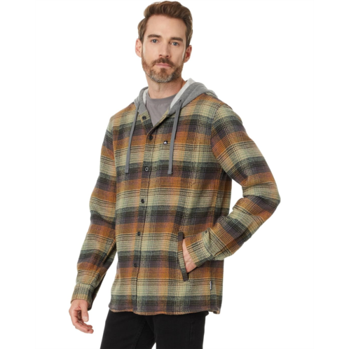 Mens Quiksilver Sandbar Hooded Long Sleeve Flannel Woven
