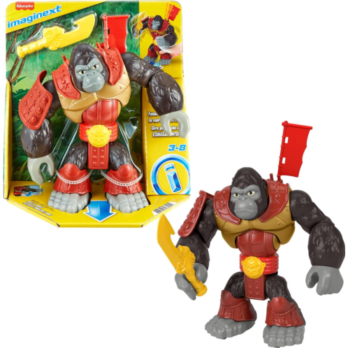 Fisher-Price Imaginext Preschool Toy Silverback Gorilla Smash 8-in Figure with Punching Action & Accessories for Pretend Play Ages 3+ Years