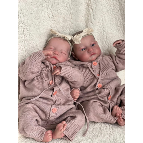 Anano Reborn Doll Levi Twins 19 Inch Silicone Baby Realistic Newborn Baby Dolls That Look Real Preemie Infant Soft Reborn Toddler Doll Hand Drawn Visible Gray Veins on Skin Role Pl