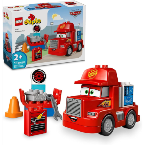 LEGO DUPLO Disney and Pixars Cars Mack at The Race Construction Set, Toddler Toy for Boys and Girls, Car Toy for Kids to Learn Through Play, Buildable Red Hauler Truck from The Ca