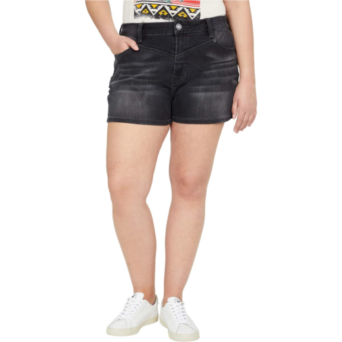 Rock and Roll Cowgirl High-Rise Denim Shorts in Steel Wash 68H8202