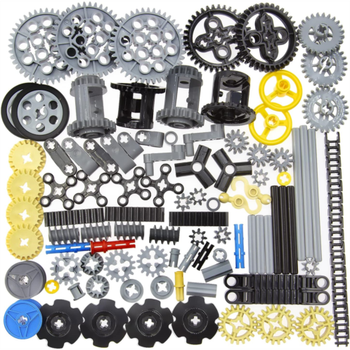 ASTEM 100+PCS Technic Gears and Axles Compatible with Lego Technic-Sets,Gears-Rack (Gears-Pins-Axles Differential New) for Car Building Brick Accessories Pieces Sets (Random Color)