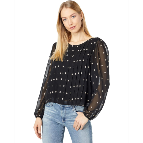 Saltwater Luxe Maxwell Long Sleeve Jacquard Dot Top