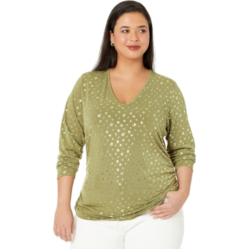 Michael Michael Kors Plus Size V-Neck Ruched Long Sleeve Top
