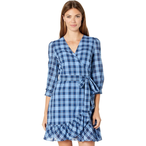 Draper James Reba Flutter Wrap Dress in Angie Plaid