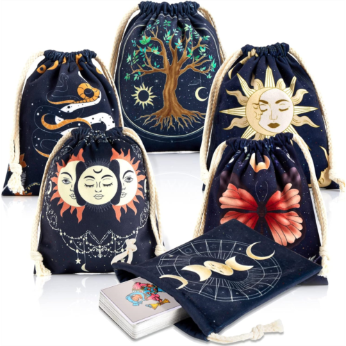 XSYLOHXL Tarot bag kit 6 pcs tarot card bags and pouches tarot deck holder storage gift velvet bags with sturdy drawstrings also suitable for crystals dices Witchcraft and divinati