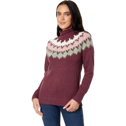 L.L.Bean Cotton Ragg Sweater Funnel Neck Pullover Fair Isle