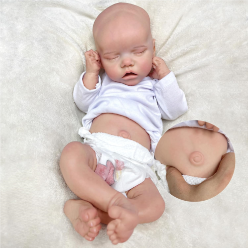 OtardDolls Reborn Baby Dolls, 18 Inch Girls Full Silicone Body Lifelike Reborn Doll Sleeping Washable Toy with Clothes and Bottles for Kids Birthday Gift Christmas