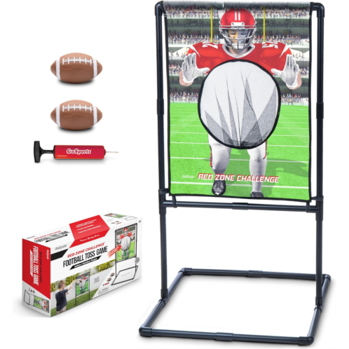 GoSports Red Zone Challenge Football Toss Game for Kids - Football Throwing Target with 2 Inflatable Footballs