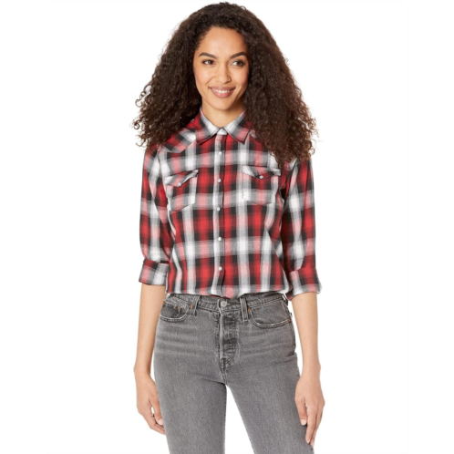 Roper Black, White, Red Ombre Plaid Western Blouse w/ Snaps