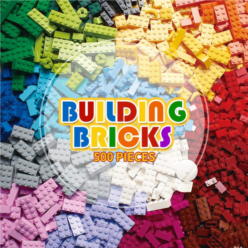 PANLOS 500 Piece Building Bricks Set, Classic Colors Building Toys for Creative Play, Compatible with All Major Brands, STEM Innovation Education Kit, Birthday Gifts for Kids Girls