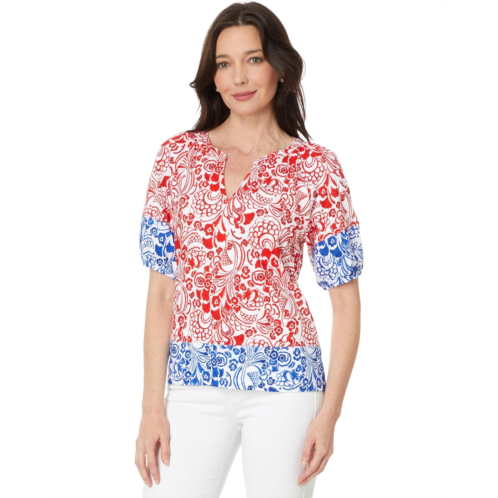 Womens Tommy Hilfiger Fountain Floral Puff Sleeve Top