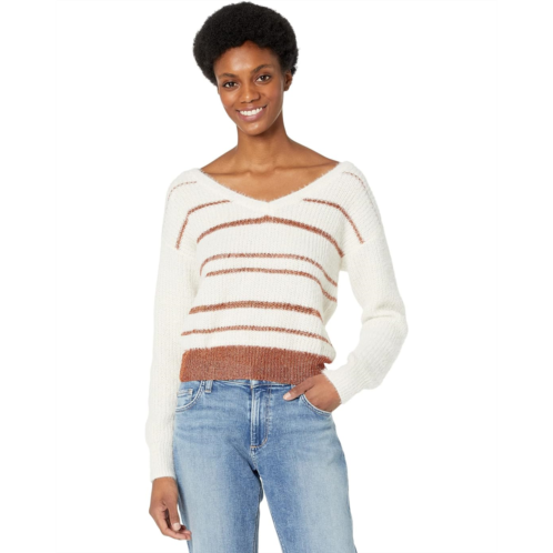 Rock and Roll Cowgirl Stripe Metallic V-Neck Sweater 46-2373