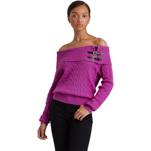 POLO RALPH LAUREN Off-the-Shoulder Cable-Knit Sweater