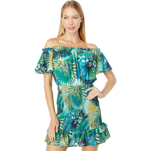 Womens Bebe Off-the-Shoulder Ruffle Dress