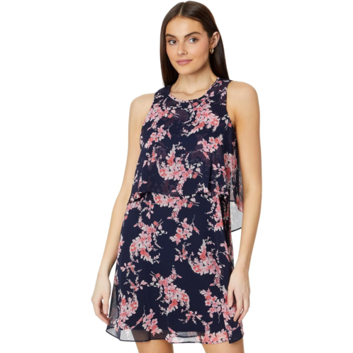 Tommy Hilfiger Sleeveless Crescent Floral Double Layer Chiffon Dress