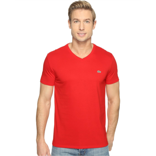 Mens Lacoste Short Sleeve Pima Jersey V-Neck T-Shirt