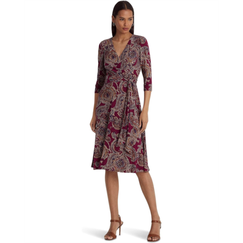 POLO RALPH LAUREN Womens Lauren Ralph Lauren Paisley Surplice Jersey Dress