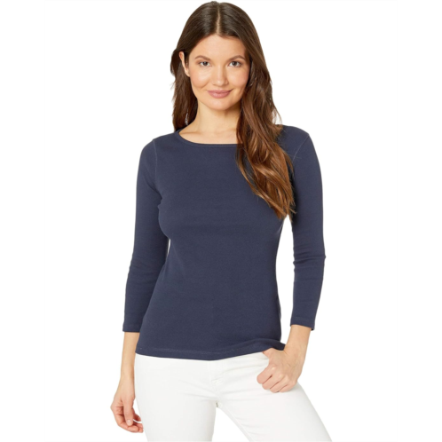 Womens Lilla P 1x1 Rib 3/4 Sleeve Boatneck Top