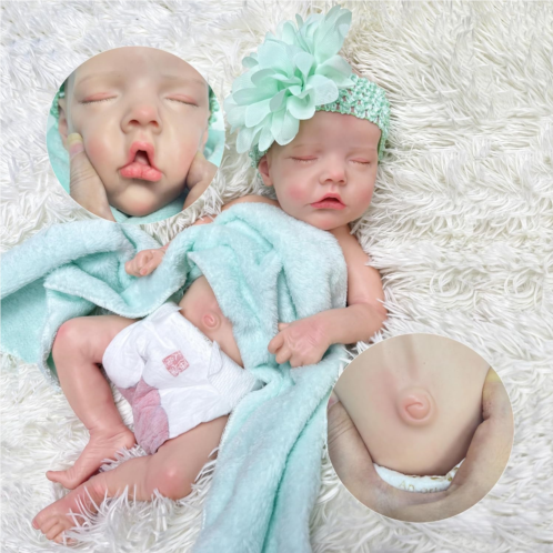 OtardDolls Reborn Baby Doll, 18 Inch Realistic Newborn Baby Dolls Soft Full Silicone Body Real Life Baby Doll with Feeding Kit & Gift Box for Kids