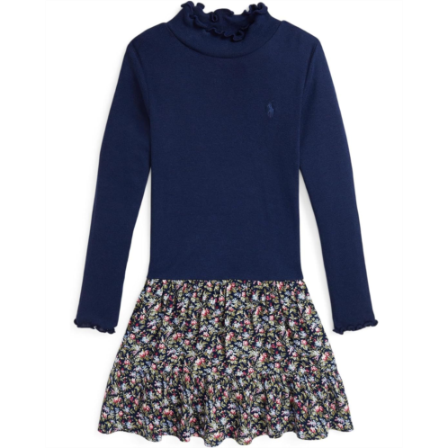 Polo Ralph Lauren Kids Floral-Woven-Skirt Turtleneck Dress (Big Kid)