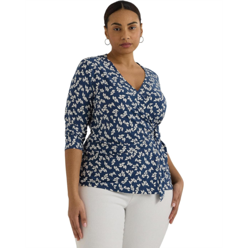 POLO RALPH LAUREN Womens Lauren Ralph Lauren Plus-Size Floral Stretch Jersey Top