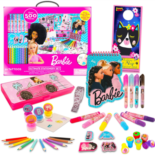 Disney Barbie Stationery Art Set For Girls - Barbie Ultimate Stationery Includes Stickers, Tattoos, Coloring Sheets, & More For Kids, Women Barbie Stationery Kids