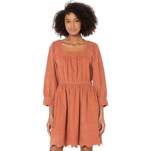 Womens Madewell Embroidered Corduroy Square-Neck Mini Dress