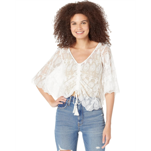 Miss Me Sheer Embroidered Lined Top