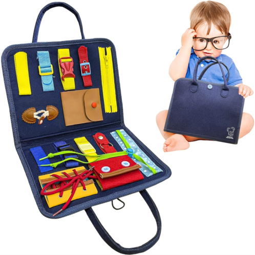 Airlab Busy Board for Toddlers Montessori Sensory Board Travel Toys Airplane Activities Road Trip Toys Learning Educational Activity Board Gift for Babies Boy & Girl