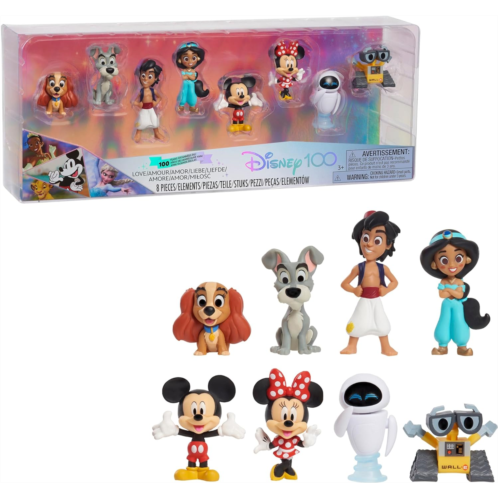 Disney100 Just Play Years of Love Celebration Collection Limited Edition 8-Piece Figure Pack, Officially Licensed Kids Toys for Ages 3 Up