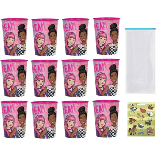 amscan Barbie Dream Birthday Party Supplies Favor Bundle Pack includes 12 Plastic Reusable Cups and 25 Clear Cello Bags