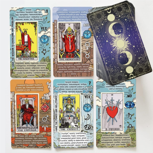 TAROTIKA Tarot Cards for Beginners, Learning Tarot Deck, No Guide Book Needed, Tarot Cards with Meanings on Them