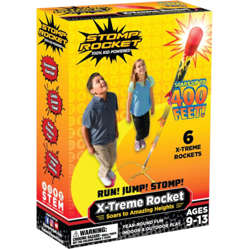 Stomp Rocket Super High-Performance X-Treme Rocket Launcher for Kids - 6 Rockets - Fun Outdoor Toys for Boys & Girls - STEM Foam Blaster Soars Up to 400 Feet - Ages 9 and Up