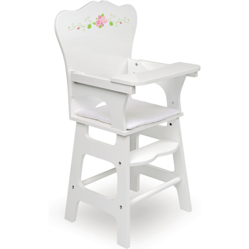 Badger Basket Toy Doll High Chair with Padded Seat for 18 inch Dolls - White Rose