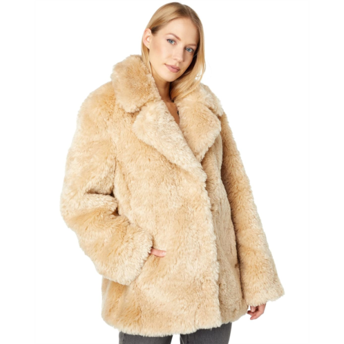 Avec Les Filles Notch Collar Faux Alpaca Coat