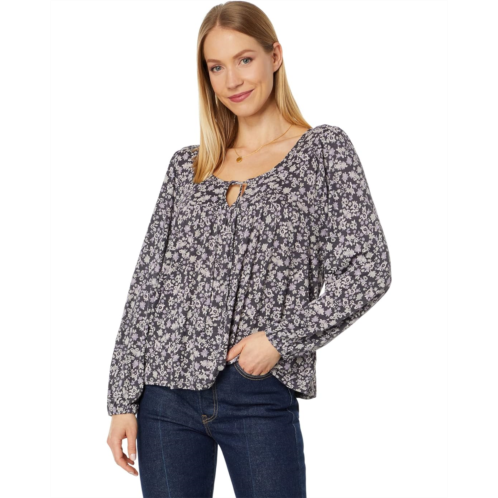 Womens Lucky Brand Printed Tie Front Top