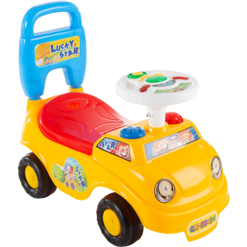 Lil Rider Kids Push Car - Scoot and Ride Car Walker with Steering Wheel, Lights, Sounds, Music for Babies and Toddlers - Learning to Walk Toys, Multi-Color