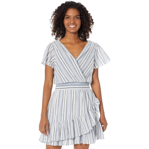 Michael Michael Kors Short Sleeve Stripe Wrap Dress