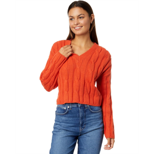 Madewell Cable-Knit V-Neck Crop Sweater