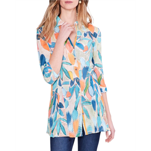 Womens NIC+ZOE Citrus Grove Long Crinkle Shirt