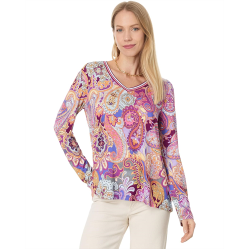 Womens Johnny Was The Janie Favorite Long Sleeve V-Neck Swing Tee